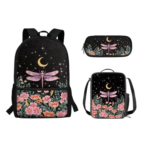 dfjjdhee Dog Love Heart Rucksack mit isolierter Lunchtasche, Stiftebox, 3-teiliges Set, Mädchen, Jungen, Mittelschultasche, Grundschule, Studenten, wasserabweisend, Büchertaschen für Arbeit, Reisen, von dfjjdhee