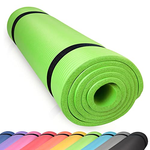 diMio Komfort-Gymnastikmatte Yogamatte in 185x60x1cm, 185x60x1.5cm, 185x90x1.5cm, 200x100x2 mit Tragegurt Phtalatfrei + SGS-geprüft (Grün, 185 x 60 x 1.5 cm) von diMio