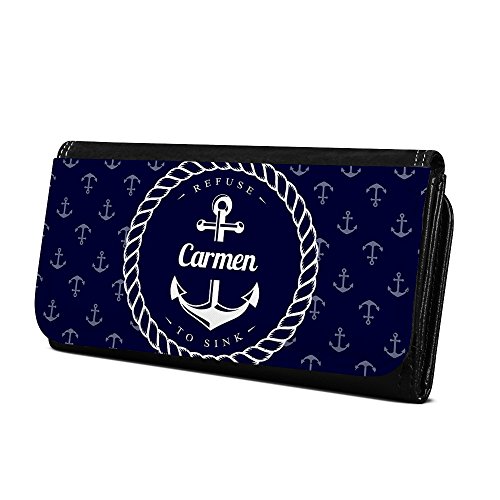 Geldbörse mit Namen Carmen - Design Anker - Brieftasche, Geldbeutel, Portemonnaie, personalisiert für Damen und Herren von digital print