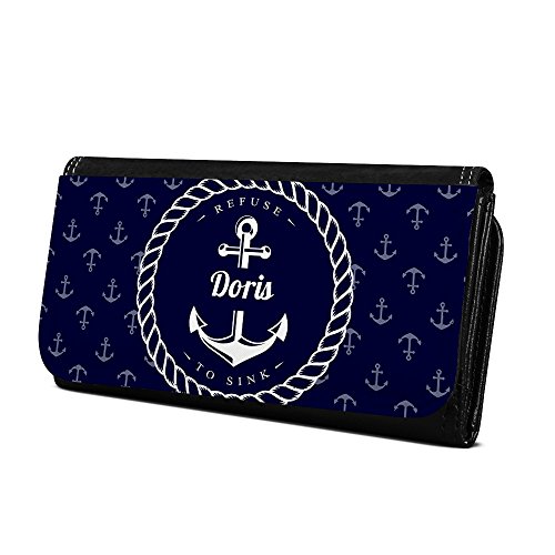 Geldbörse mit Namen Doris - Design Anker - Brieftasche, Geldbeutel, Portemonnaie, personalisiert für Damen und Herren von digital print