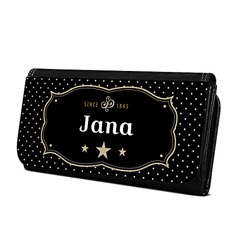Geldbörse mit Namen Jana - Design Retro Wappen - Brieftasche, Geldbeutel, Portemonnaie, personalisiert für Damen und Herren von digital print