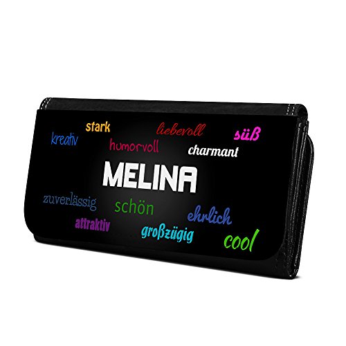 Geldbörse mit Namen Melina - Design Positive Eigenschaften - Brieftasche, Geldbeutel, Portemonnaie, personalisiert für Damen und Herren von digital print