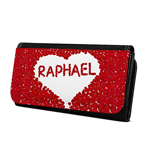 Geldbörse mit Namen Raphael - Design Rosenherz - Brieftasche, Geldbeutel, Portemonnaie, personalisiert für Damen und Herren von digital print