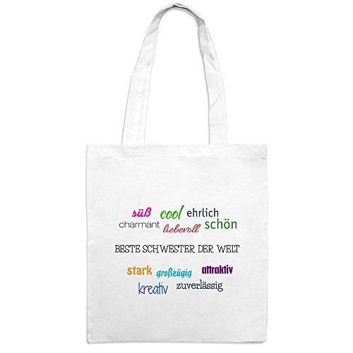 Jutebeutel mit Namen Beste Schwester der Welt - Motiv Positive Eigenschaften - Farbe weiß – Stoffbeutel, Jutesack, Hipster, Beutel Jutebeutel mit Namen Beste Schwester der Welt - Motiv Positive Eigenschaften - Farbe weiß – Stoffbeutel, Jutesack, Hipster, Beutel von digital print