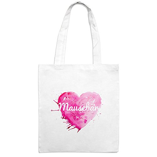 Jutebeutel mit Namen Mausebär - Motiv Painted Heart - Farbe weiß – Stoffbeutel, Jutesack, Hipster, Beutel Jutebeutel mit Namen Mausebär - Motiv Painted Heart - Farbe weiß – Stoffbeutel, Jutesack, Hipster, Beutel von digital print