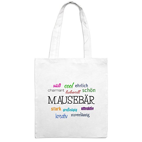 Jutebeutel mit Namen Mausebär - Motiv Positive Eigenschaften - Farbe weiß – Stoffbeutel, Jutesack, Hipster, Beutel Jutebeutel mit Namen Mausebär - Motiv Positive Eigenschaften - Farbe weiß – Stoffbeutel, Jutesack, Hipster, Beutel von digital print