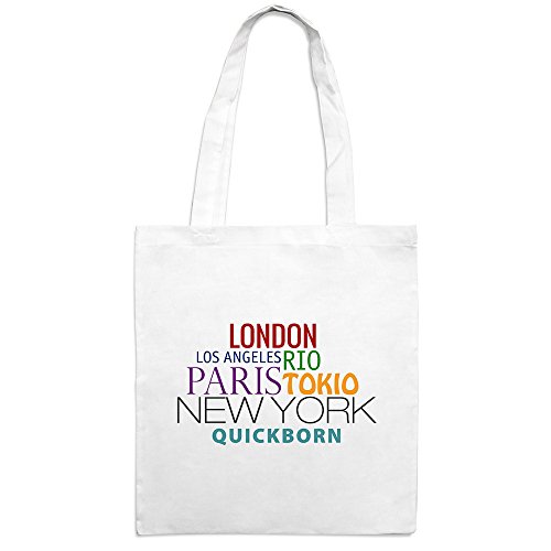 Jutebeutel mit Stadtnamen Quickborn - Motiv Famous Cities in The World - Farbe weiß - Stoffbeutel, Jutesack, Hipster, Beutel Jutebeutel mit Stadtnamen Quickborn - Motiv Famous Cities in The World - Farbe weiß - Stoffbeutel, Jutesack, Hipster, Beutel von digital print