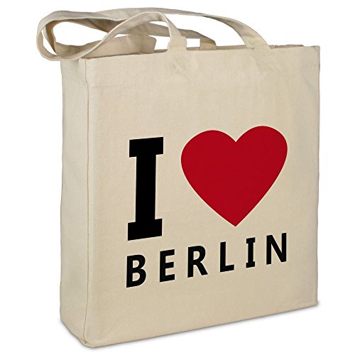Stofftasche mit Stadt/Ort Berlin - Motiv I Love - Farbe beige - Stoffbeutel, Jutebeutel, Einkaufstasche, Beutel Stofftasche mit Stadt/Ort Berlin - Motiv I Love - Farbe beige - Stoffbeutel, Jutebeutel, Einkaufstasche, Beutel von digital print