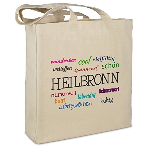 Stofftasche mit Stadt/Ort Heilbronn - Motiv Positive Eigenschaften - Farbe beige - Stoffbeutel, Jutebeutel, Einkaufstasche, Beutel Stofftasche mit Stadt/Ort Heilbronn - Motiv Positive Eigenschaften - Farbe beige - Stoffbeutel, Jutebeutel, Einkaufstasche, Beutel von digital print