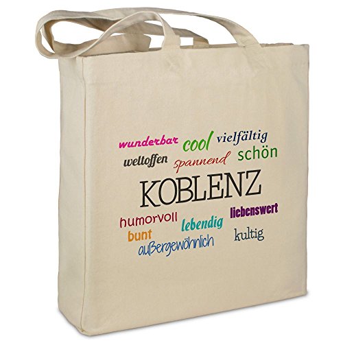 Stofftasche mit Stadt/Ort Koblenz - Motiv Positive Eigenschaften - Farbe beige - Stoffbeutel, Jutebeutel, Einkaufstasche, Beutel Stofftasche mit Stadt/Ort Koblenz - Motiv Positive Eigenschaften - Farbe beige - Stoffbeutel, Jutebeutel, Einkaufstasche, Beutel von digital print