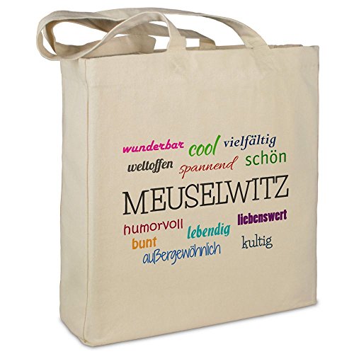 Stofftasche mit Stadt/Ort Meuselwitz - Motiv Positive Eigenschaften - Farbe beige - Stoffbeutel, Jutebeutel, Einkaufstasche, Beutel Stofftasche mit Stadt/Ort Meuselwitz - Motiv Positive Eigenschaften - Farbe beige - Stoffbeutel, Jutebeutel, Einkaufstasche, Beutel von digital print