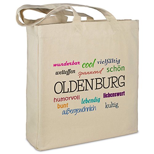 Stofftasche mit Stadt/Ort Oldenburg - Motiv Positive Eigenschaften - Farbe beige - Stoffbeutel, Jutebeutel, Einkaufstasche, Beutel Stofftasche mit Stadt/Ort Oldenburg - Motiv Positive Eigenschaften - Farbe beige - Stoffbeutel, Jutebeutel, Einkaufstasche, Beutel von digital print