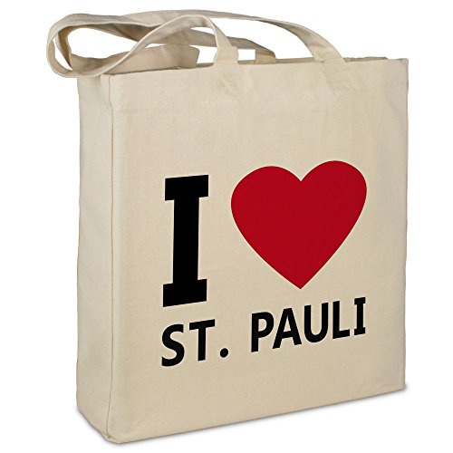 Stofftasche mit Stadt/Ort St. Pauli - Motiv I Love - Farbe beige - Stoffbeutel, Jutebeutel, Einkaufstasche, Beutel Stofftasche mit Stadt/Ort St. Pauli - Motiv I Love - Farbe beige - Stoffbeutel, Jutebeutel, Einkaufstasche, Beutel von digital print