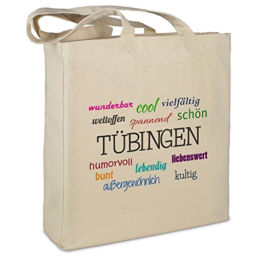 Stofftasche mit Stadt/Ort Tübingen - Motiv Positive Eigenschaften - Farbe beige - Stoffbeutel, Jutebeutel, Einkaufstasche, Beutel Stofftasche mit Stadt/Ort Tübingen - Motiv Positive Eigenschaften - Farbe beige - Stoffbeutel, Jutebeutel, Einkaufstasche, Beutel von digital print