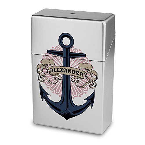 Zigarettenbox mit Namen Alexandra - Personalisierte Hülle mit Design Anker - Zigarettenetui, Zigarettenschachtel, Kunststoffbox von digital print