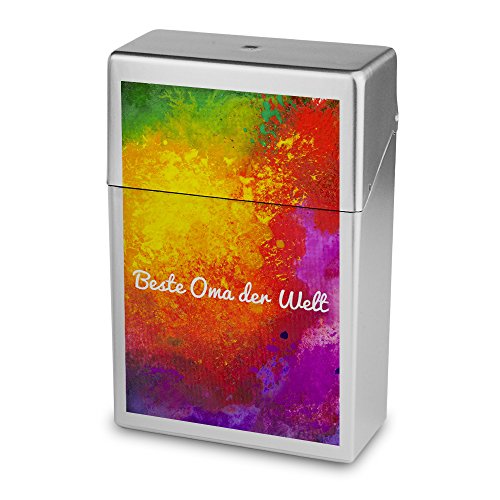 Zigarettenbox mit Namen Beste Oma der Welt - Personalisierte Hülle mit Design Color Paint - Zigarettenetui, Zigarettenschachtel, Kunststoffbox von digital print
