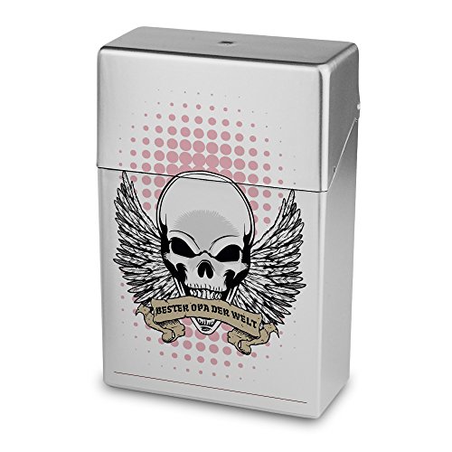 Zigarettenbox mit Namen Bester Opa der Welt - Personalisierte Hülle mit Design Totenkopf - Zigarettenetui, Zigarettenschachtel, Kunststoffbox von digital print