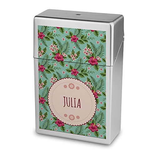 Zigarettenbox mit Namen Julia - Personalisierte Hülle mit Design Blumen - Zigarettenetui, Zigarettenschachtel, Kunststoffbox von digital print