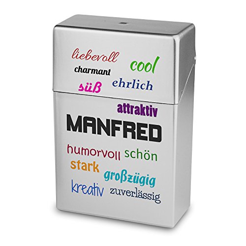 Zigarettenbox mit Namen Manfred - Personalisierte Hülle mit Design Positive Eigenschaften - Zigarettenetui, Zigarettenschachtel, Kunststoffbox von digital print