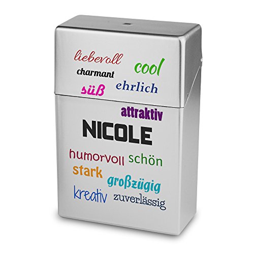 Zigarettenbox mit Namen Nicole - Personalisierte Hülle mit Design Positive Eigenschaften - Zigarettenetui, Zigarettenschachtel, Kunststoffbox von digital print