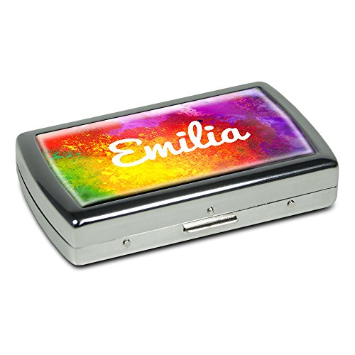 Zigarettenetui mit Namen Emilia - Edle Chrom-Metallbox mit Design Color Paint - Zigarettenbox, Zigarettenschachtel, Metallbox von digital print