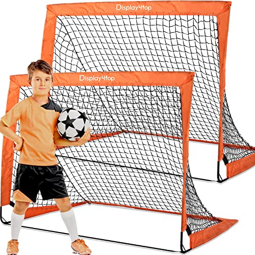 Display4top Fußballtor mit Tragetasche, Fußballnetz für Kinder, Pop-Up-Tore für drinnen und draußen (Orange) von display4top