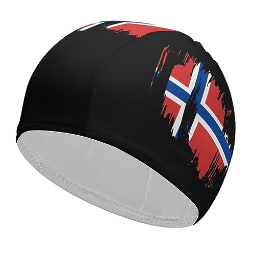 Badekappe mit norwegischer Flagge, Retro-Stil, für Damen und Herren, lange Haare, Badekappen zum Schwimmen, wasserdichte Badekappen Badekappe mit norwegischer Flagge, Retro-Stil, für Damen und Herren, lange Haare, Badekappen zum Schwimmen, wasserdichte Badekappen von dkFPWJE