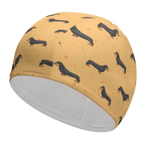 Unisex Badekappe mit Dackel-Motiv, wasserdicht, für langes und kurzes Haar, Badekappe Unisex Badekappe mit Dackel-Motiv, wasserdicht, für langes und kurzes Haar, Badekappe von dkFPWJE