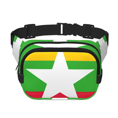 Gürteltasche mit Flagge von Myanmar, quadratisch, doppellagig, Uni, trendige Reise-Hüfttasche, Schwarz, Einheitsgröße von dkkuvt