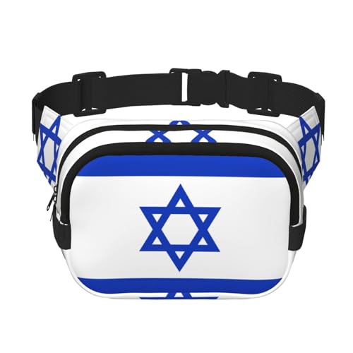 Gürteltasche mit israelischer Flagge, quadratisch, doppellagig, Uni, trendige Reise-Hüfttasche, Schwarz, Einheitsgröße von dkkuvt