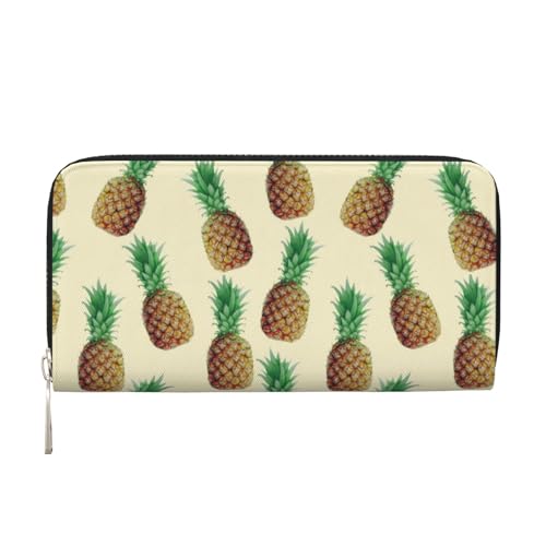 dkkuvt Ananas-Druck, modische funktionelle Ledergeldbörse für Damen, lässig, Clutch, Geldbörse, Reisebrieftasche, Schwarz, Einheitsgröße, Kunst von dkkuvt