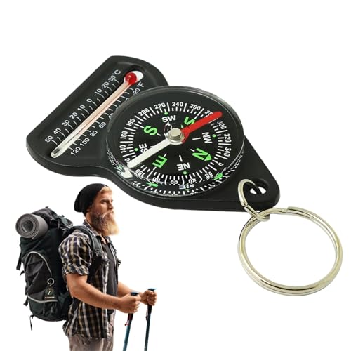 dmqdu Taschenkompass, Wanderkompass, multifunktionaler Schlüsselanhänger, multifunktionales Outdoor-Werkzeug, Schlüsselanhänger für Wandern, Camping, Rucksackreisen, Gadgets von von dmqdu