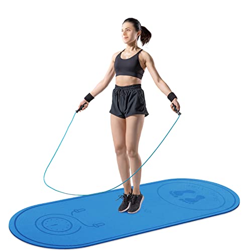 Springseilmatte, 180,3 x 61 cm, rutschfest, für drinnen und draußen, 6 mm dick, hochdichtes Trainings-Springseil-Pad für Zuhause, Fitnessstudio, Bodenbelag, Beton, Springseilmatte, Blau Springseilmatte, 180,3 x 61 cm, rutschfest, für drinnen und draußen, 6 mm dick, hochdichtes Trainings-Springseil-Pad für Zuhause, Fitnessstudio, Bodenbelag, Beton, Springseilmatte, Blau von dofopo