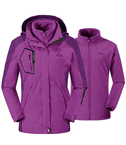 donhobo Damen 3-in-1 Jacke Fleecejacke wasserdichte Winddichte Skijacke Winterjacke Wanderjacke Softshelljacke Regenjacke mit Kapuze Lila S donhobo Damen 3-in-1 Jacke Fleecejacke wasserdichte Winddichte Skijacke Winterjacke Wanderjacke Softshelljacke Regenjacke mit Kapuze Lila S von donhobo