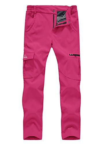 donhobo Damen Gefüttert Winterhose Winddicht Wasserdicht Atmungsaktiv Warm Softshell Hose Outdoor Trekking Wandern Ski Funktionshose Berghose Rosa M von donhobo