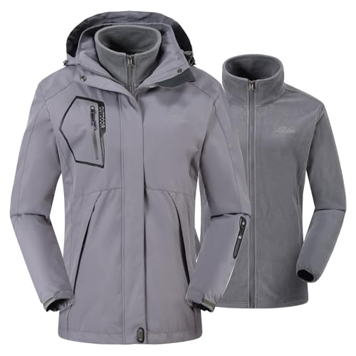donhobo Damen Jacken 3-in-1 Fleece Gefüttert Winterjacke Winddicht Warm Verdickte Softshelljacke Wasserdicht Outdoor Wanderjacke Funktionsjacke Grau S donhobo Damen Jacken 3-in-1 Fleece Gefüttert Winterjacke Winddicht Warm Verdickte Softshelljacke Wasserdicht Outdoor Wanderjacke Funktionsjacke Grau S von donhobo