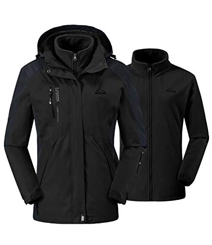 donhobo Damen Outdoor 3-in-1 Skijacke, Zweiteilige Winterjacke mit Fleecejacke, Winddicht Wasserdicht Freizeitjacke Warm Mantel Jacke mit Kapuze Schwarz L donhobo Damen Outdoor 3-in-1 Skijacke, Zweiteilige Winterjacke mit Fleecejacke, Winddicht Wasserdicht Freizeitjacke Warm Mantel Jacke mit Kapuze Schwarz L von donhobo