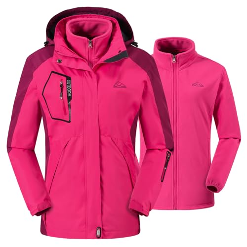 donhobo Damen Ski 3-in-1-Jacke 2 Stück Outdoor Wasserdicht Winddicht Winterjacke Doppeljacke Regenjacke Fleecejacke Wanderjacke Rosarot L donhobo Damen Ski 3-in-1-Jacke 2 Stück Outdoor Wasserdicht Winddicht Winterjacke Doppeljacke Regenjacke Fleecejacke Wanderjacke Rosarot L von donhobo