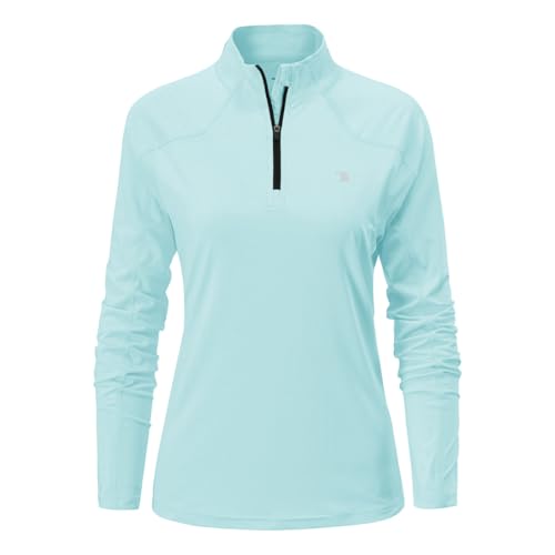 donhobo Damen Sportshirt Langarm T-Shirt 1/4 Reißverschluss Laufshirt Schnelltrocknend Training Fitness Langarmshirts, Himmelblau, S donhobo Damen Sportshirt Langarm T-Shirt 1/4 Reißverschluss Laufshirt Schnelltrocknend Training Fitness Langarmshirts, Himmelblau, S von donhobo