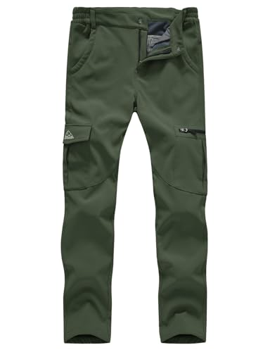 donhobo Damen Wanderhose Outdoorhose Wasserdicht Softshellhose Winddicht Winter Warm Gefüttert Trekkinghose Elastisch Verdickte Sport Freizeithose Grün 2XL von donhobo