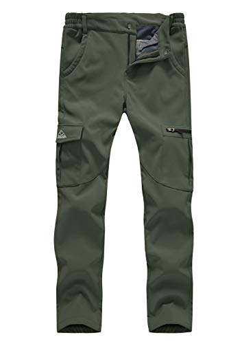 donhobo Damen Wanderhose Outdoorhose Wasserdicht Softshellhose Winddicht Winter Warm Gefüttert Trekkinghose Elastisch Verdickte Sport Freizeithose Grün M von donhobo