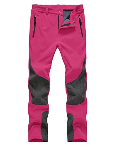 donhobo Damen Wanderhose Wasserdicht Softshellhose Outdoorhose Winddicht Warm Gefüttert Winter Skihose Snowboardhose Trekkinghose (Rosa, M) von donhobo