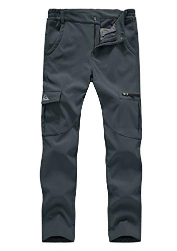 donhobo Damen Wanderhose wasserdichte Softshellhose Fleece Gefütterte Winddicht Warm Winter Sport Freizeit Camping Skihose Gray 2XL von donhobo