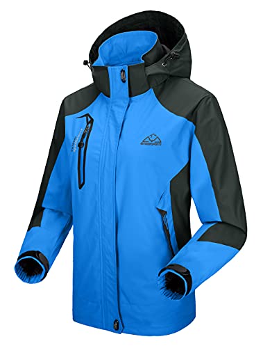 donhobo Damen Wanderjacke Regen Jacke Outdoor Funktionsjacke Freizeitjacke Winddichte Softshell Jacke Übergangsjacke mit Kapuze (Blau, L) von donhobo