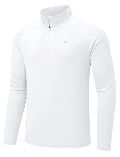 donhobo Herren 1/4 Zip Sportliches Longsleeve T-Shirt Schnelltrocknedes Langarmshirt Rashguard Shirt Trainingsshirt, Weiß, M von donhobo