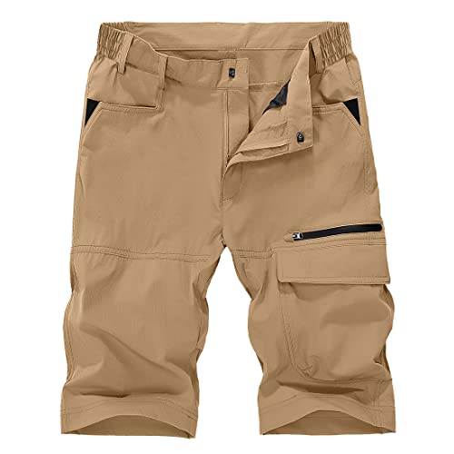 donhobo Herren Cargo Shorts Sommer Outdoor Quick Dry Kurze Hose Atmungsaktive Camping Wanderhose Sport Freizeit Shorts (Khaki, 38) von donhobo