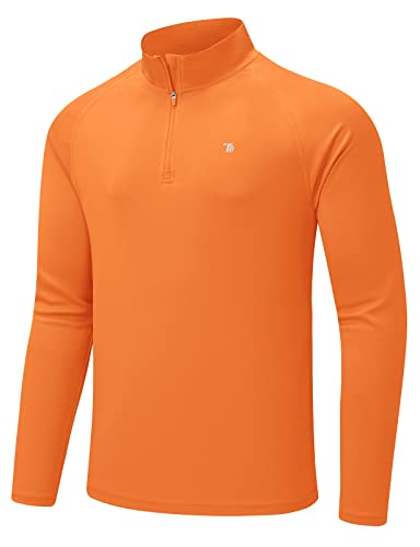 donhobo Herren Funktionsshirt Langarm T-Shirts Atmungsaktiv Sport Shirt Schnelltrocknend Sonnenschutz mit 1/4 Reißverschluss für Surf Laufen Angeln, Orange, 3XL von donhobo