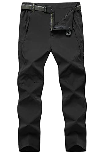 donhobo Herren Outdoorhose Winddicht Wasserdicht Wanderhose Sommer Schnelltrocknend Camping Funktionshose Trekkinghose (Schwarz, 2XL) von donhobo