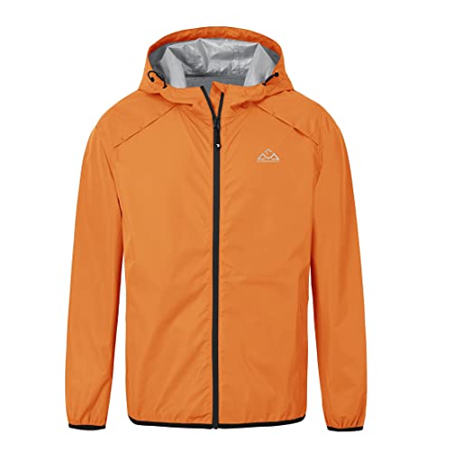 donhobo Herren Outdoorjacke wasserdichte Regenjacke Atmungsaktive Rain Freizeitjacke Regenmantel für Camping Wandern (Orange, L) von donhobo