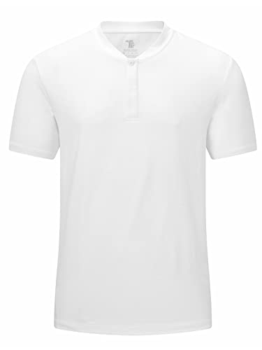 donhobo Herren Regular Fit T-Shirt Beiläufig Kurzarm Henley Shirts Sports Atmungsaktiv Schnelltrocknend Männer Fitness Gym Tee Shirt (Weiß, L) von donhobo